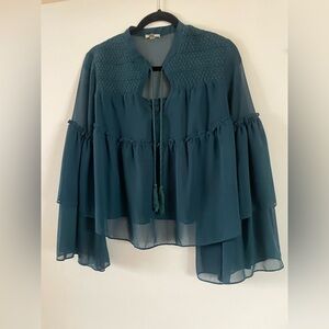 Elegant Teal Chiffon Blouse